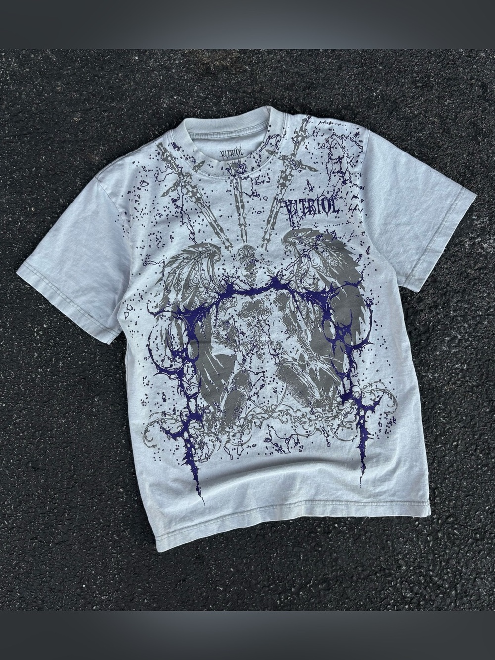Vitriol Graphic T-Shirt Size Small Y2K Cyber Grunge Gothic Fallen Angel 2000s